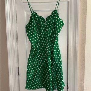 Vintage Victoria's Secret Green Polka Dot Slip